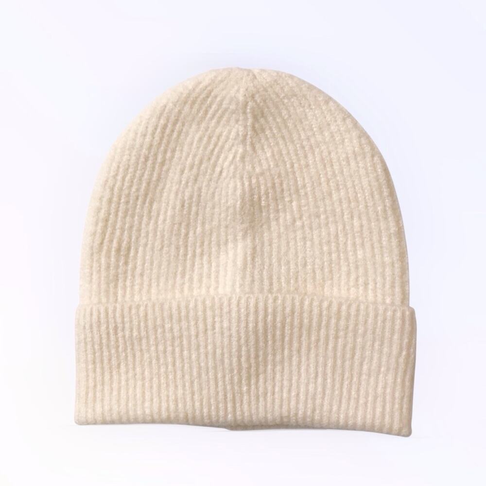 J. Crew NWT Cream Knit Beanie Ribbed Fisherman Hat with Wool Blend - Picture 2 of 6